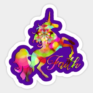 Rearing Unicorn Faith - Bokeh Dots Colored Sticker